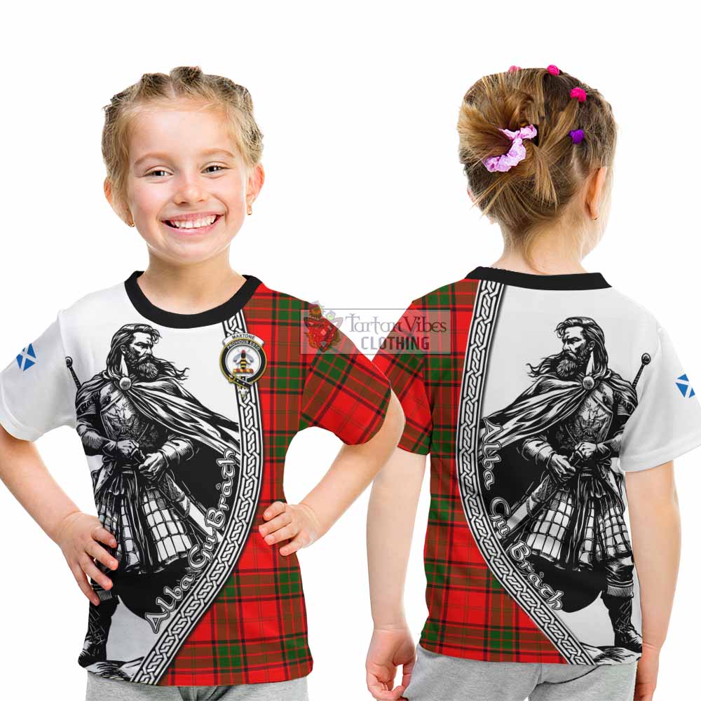 Maxtone Tartan Clan Crest Kid T-Shirt with Highlander Warrior Celtic Style