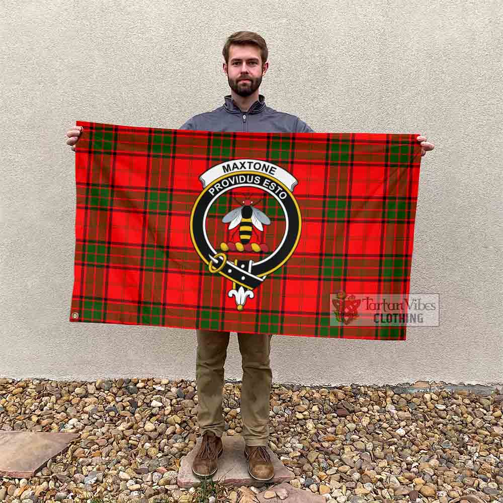 Tartan Vibes Clothing Maxtone Tartan House Flag with Family Crest