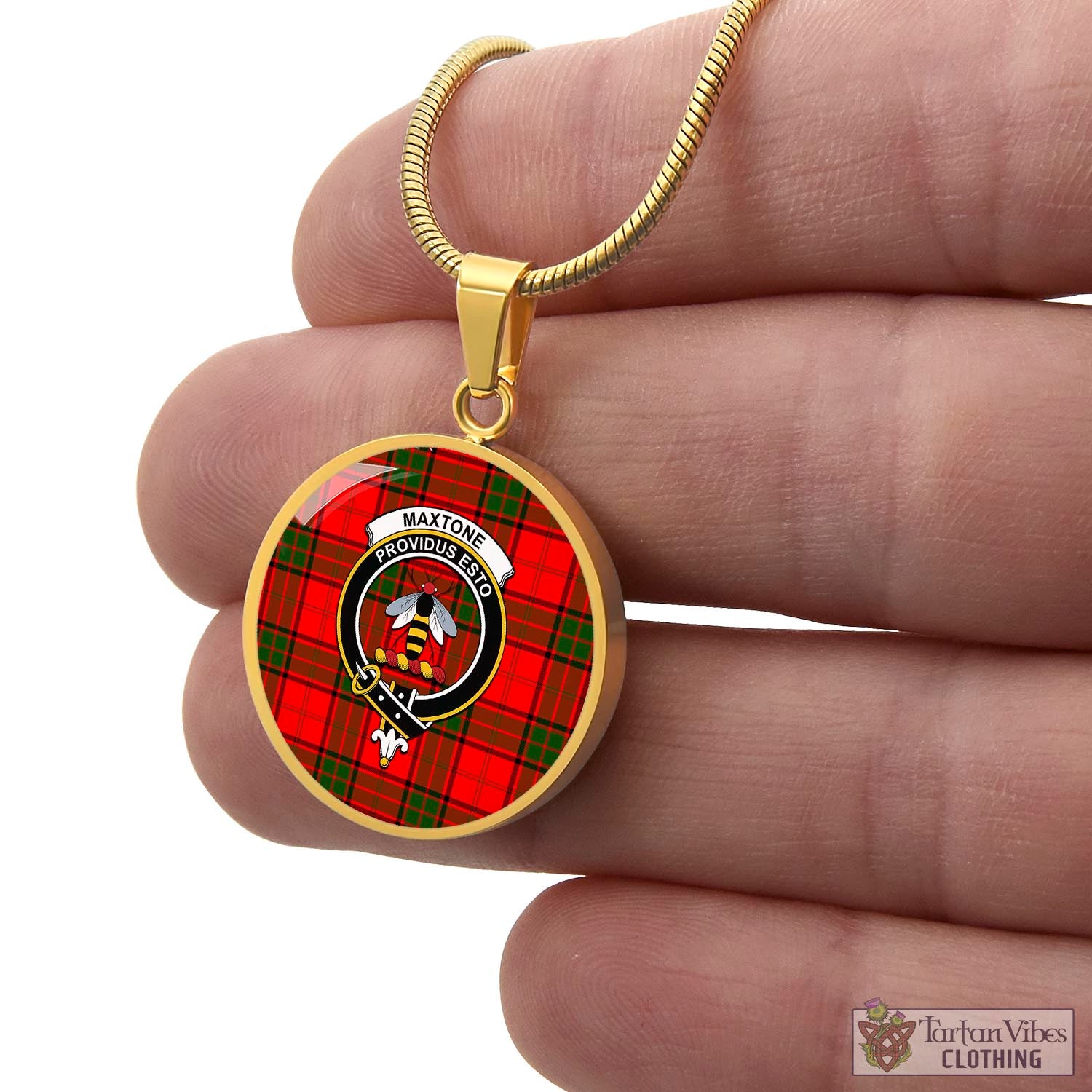 Tartan Vibes Clothing Maxtone Tartan Circle Necklace with Family Crest