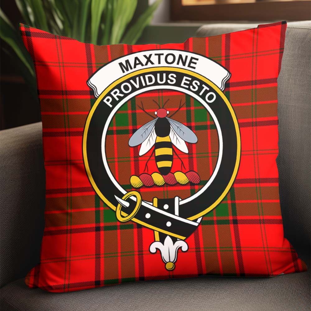 Maxtone Tartan Pillow Cover with Family Crest - Tartanvibesclothing