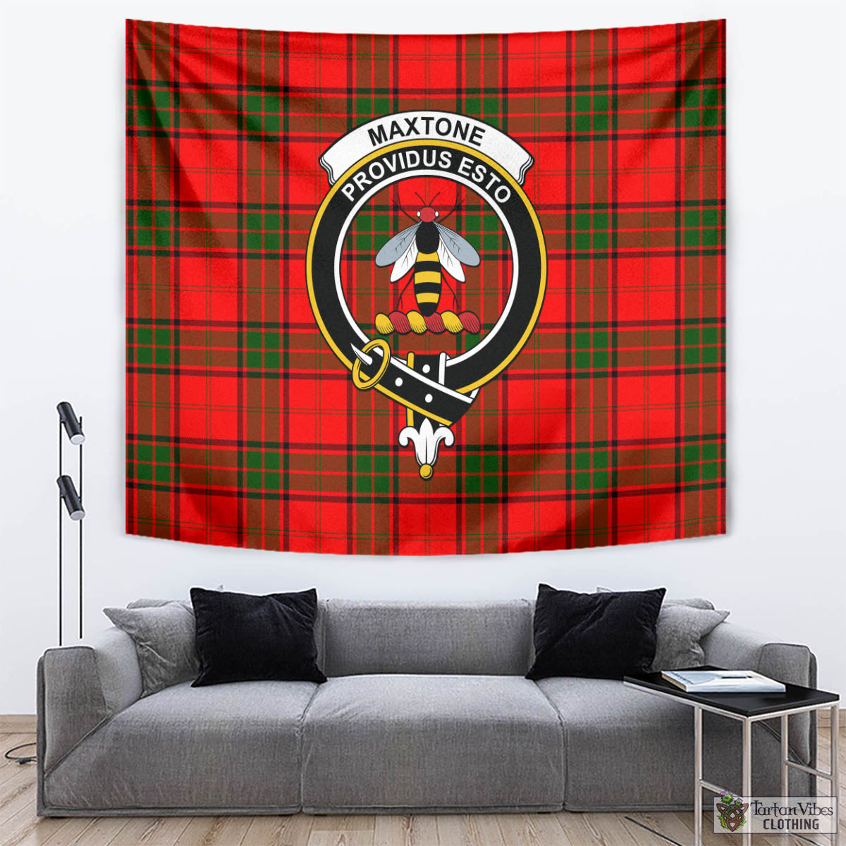 Tartan Vibes Clothing Maxtone Tartan Tapestry Wall Hanging and Home Decor for Room with Family Crest