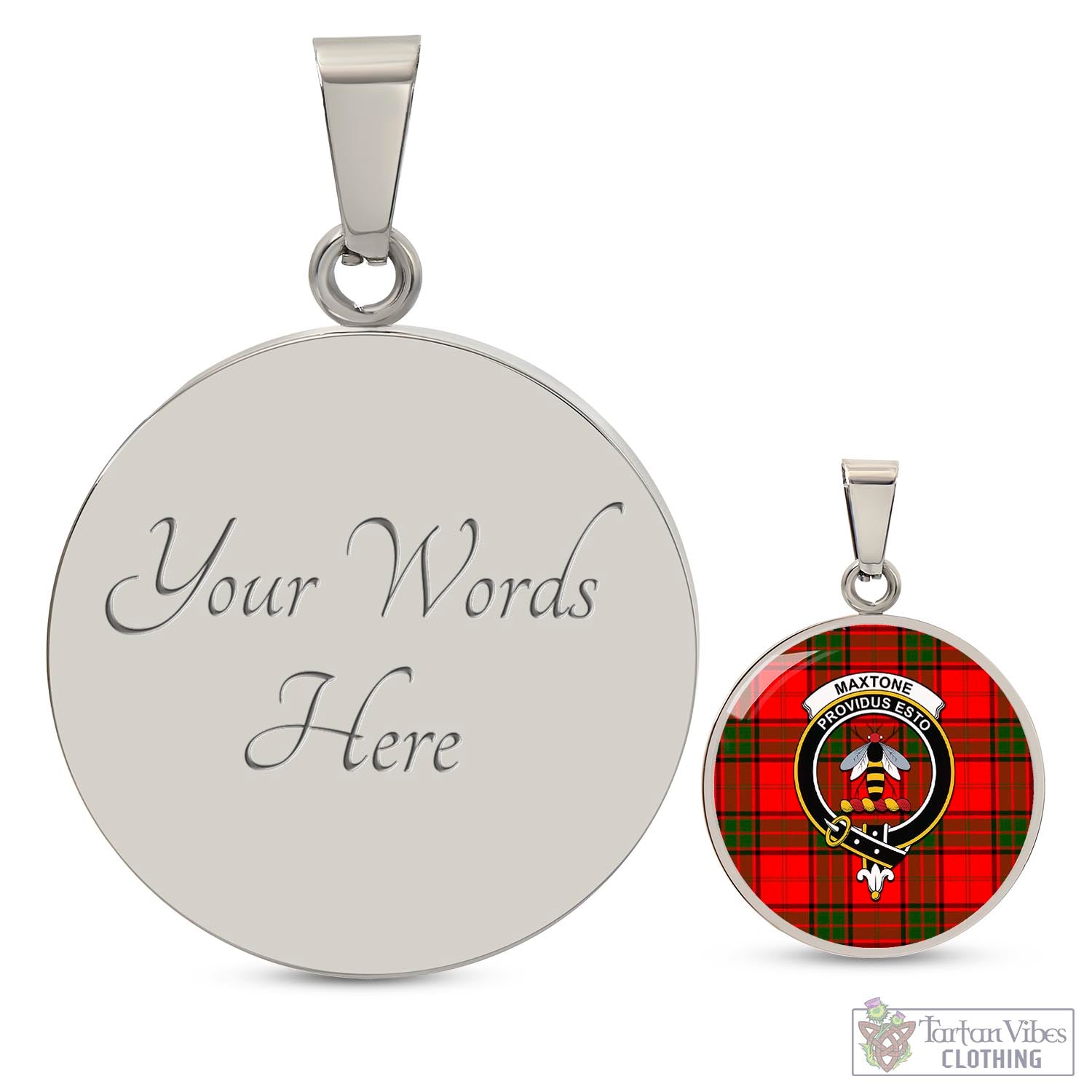 Tartan Vibes Clothing Maxtone Tartan Circle Necklace with Family Crest