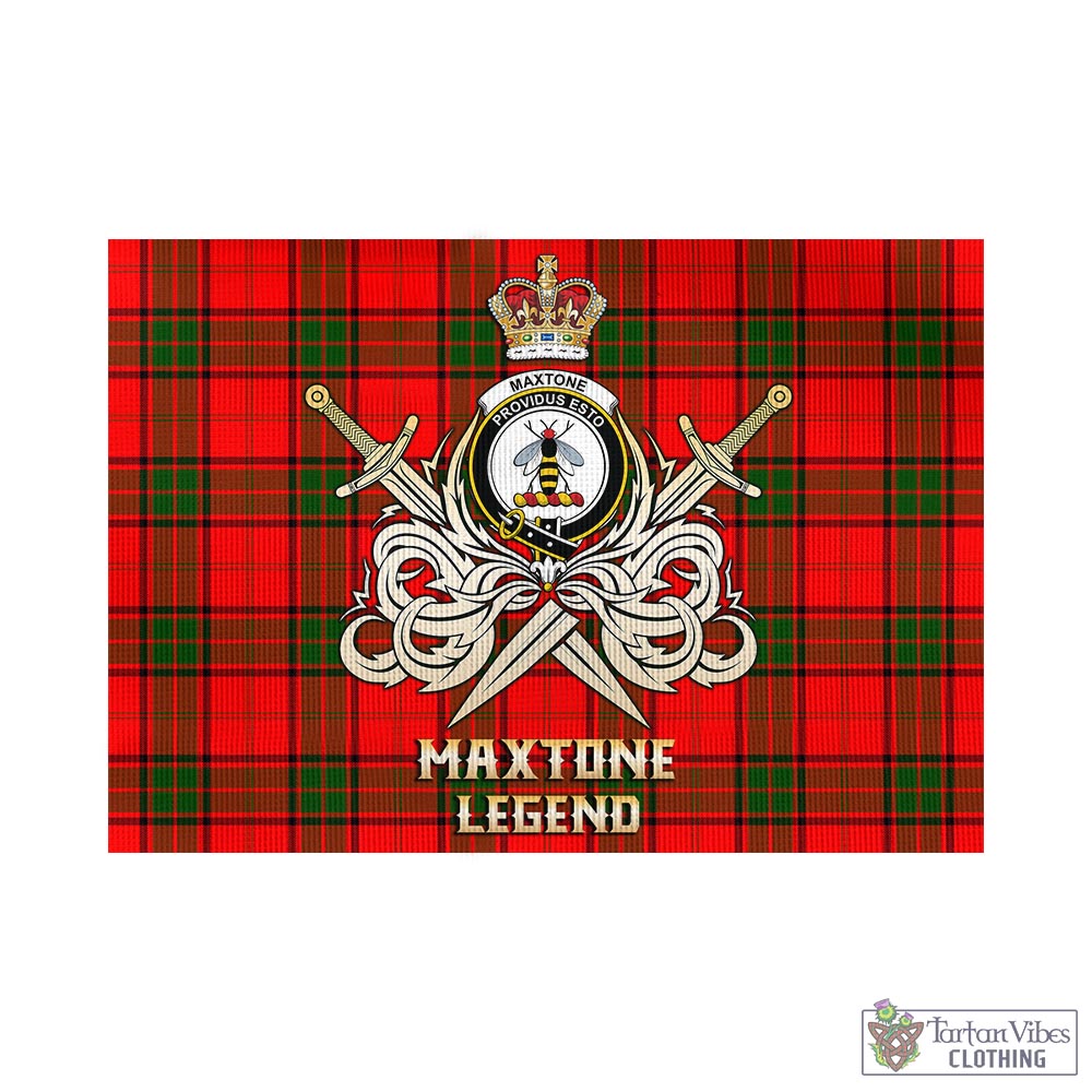 Tartan Vibes Clothing Maxtone Tartan Flag with Clan Crest and the Golden Sword of Courageous Legacy