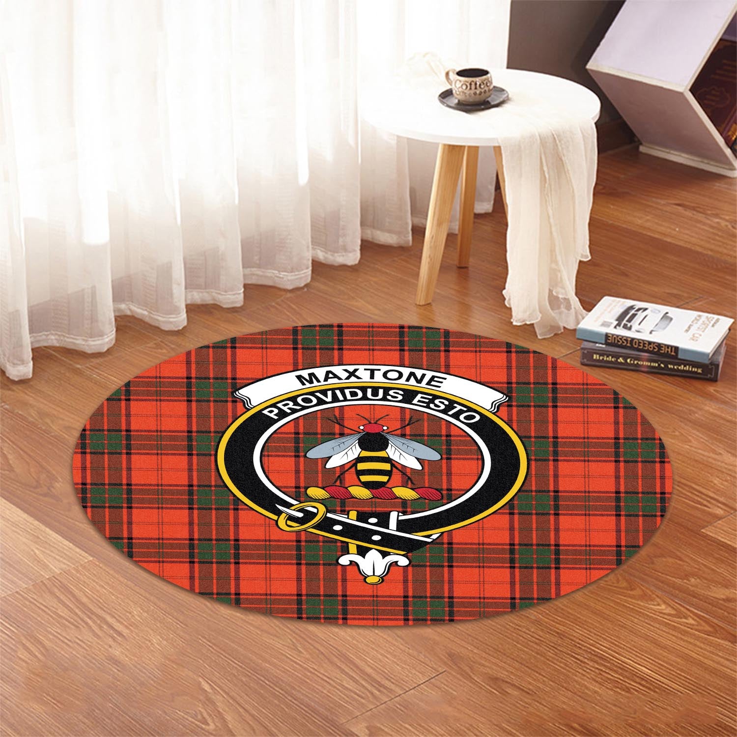 maxtone-tartan-round-rug-with-family-crest