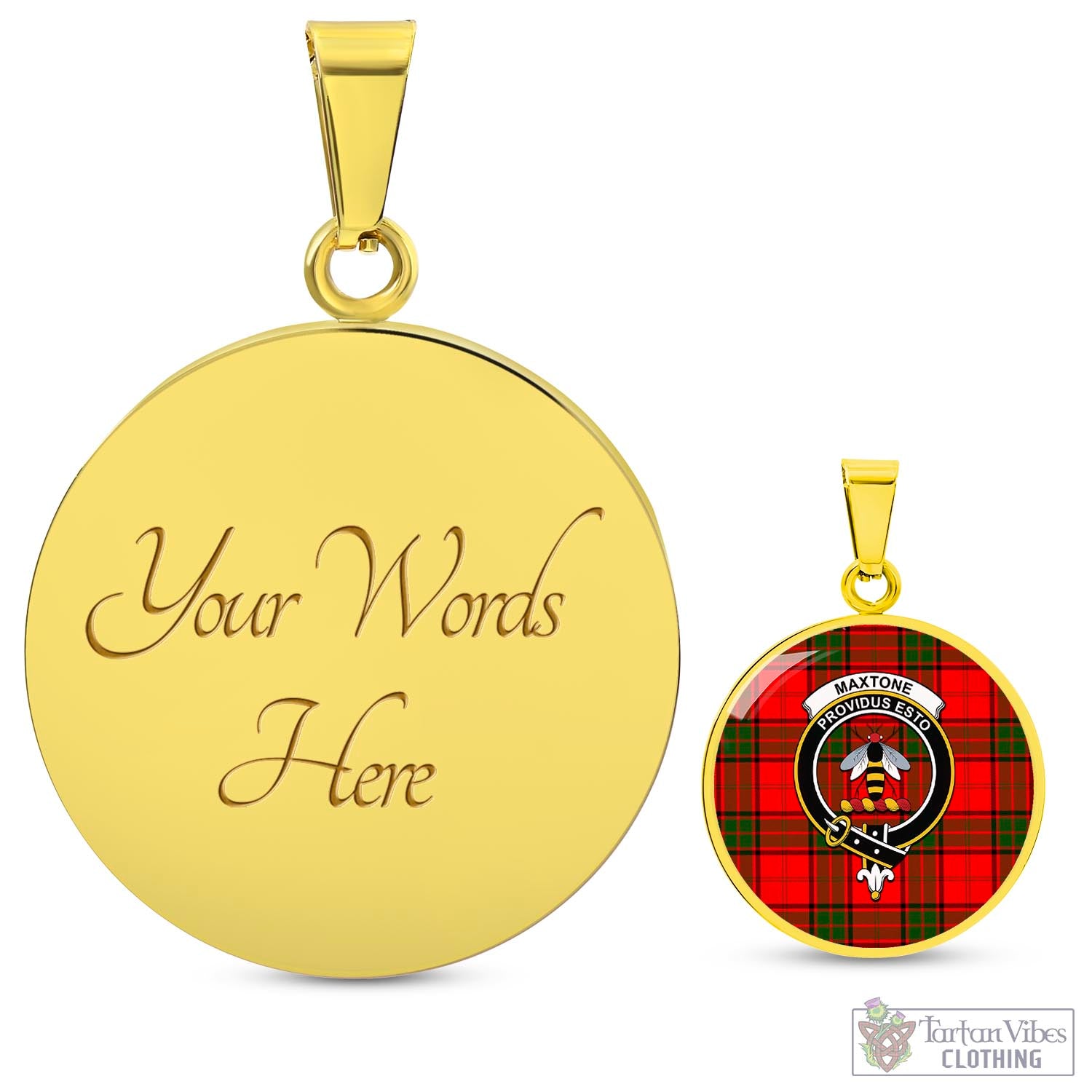 Tartan Vibes Clothing Maxtone Tartan Circle Necklace with Family Crest