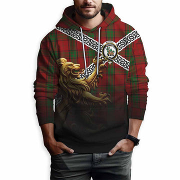 Maxwell Crest Tartan Hoodie with Golden Lion Emblem Celtic Style Pullover Hoodie - Tartan Vibes Clothing