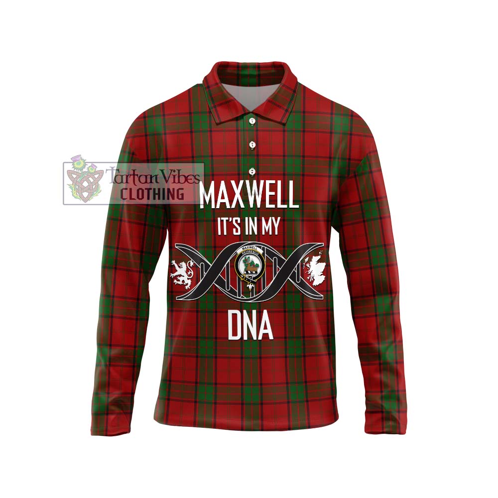 Maxwell Tartan Long Sleeve Polo Shirt with Family Crest DNA In Me Style Unisex - Tartanvibesclothing Shop