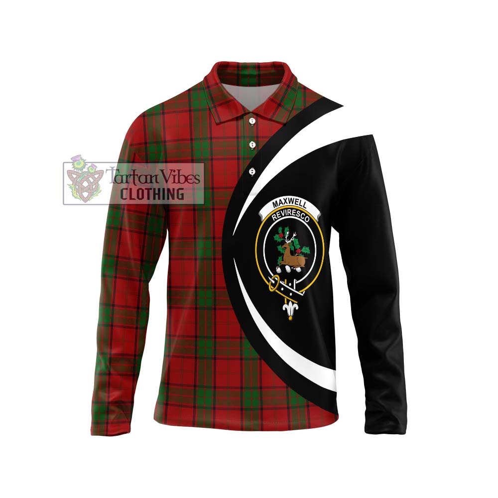 Maxwell Tartan Long Sleeve Polo Shirt with Family Crest Circle Style Unisex - Tartan Vibes Clothing