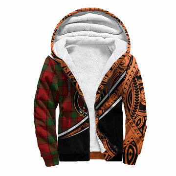 Maxwell Crest Tartan Sherpa Hoodie with Polynesian Vibes Style - Orange Version