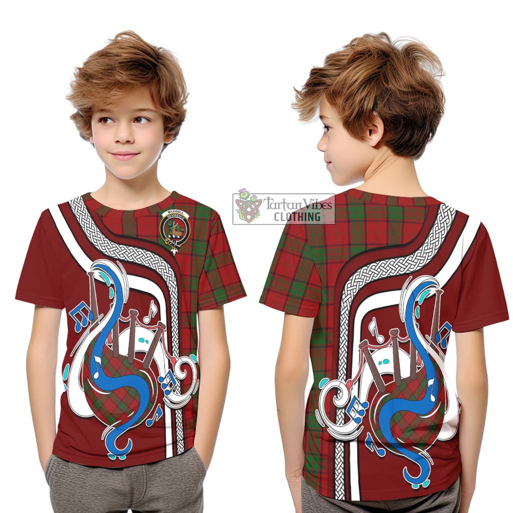 Tartan Vibes Clothing Maxwell Tartan Kid T-Shirt with Epic Bagpipe Style