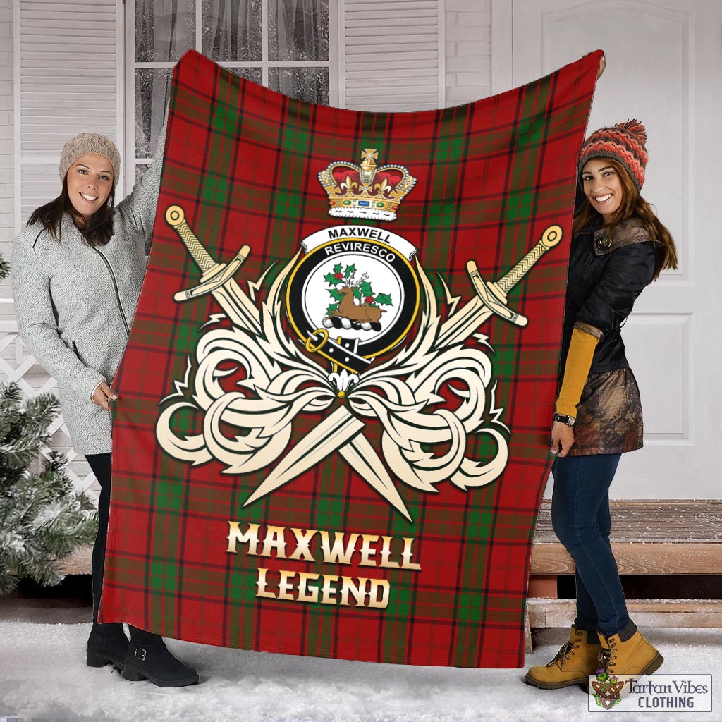 Tartan Vibes Clothing Maxwell Tartan Blanket with Clan Crest and the Golden Sword of Courageous Legacy