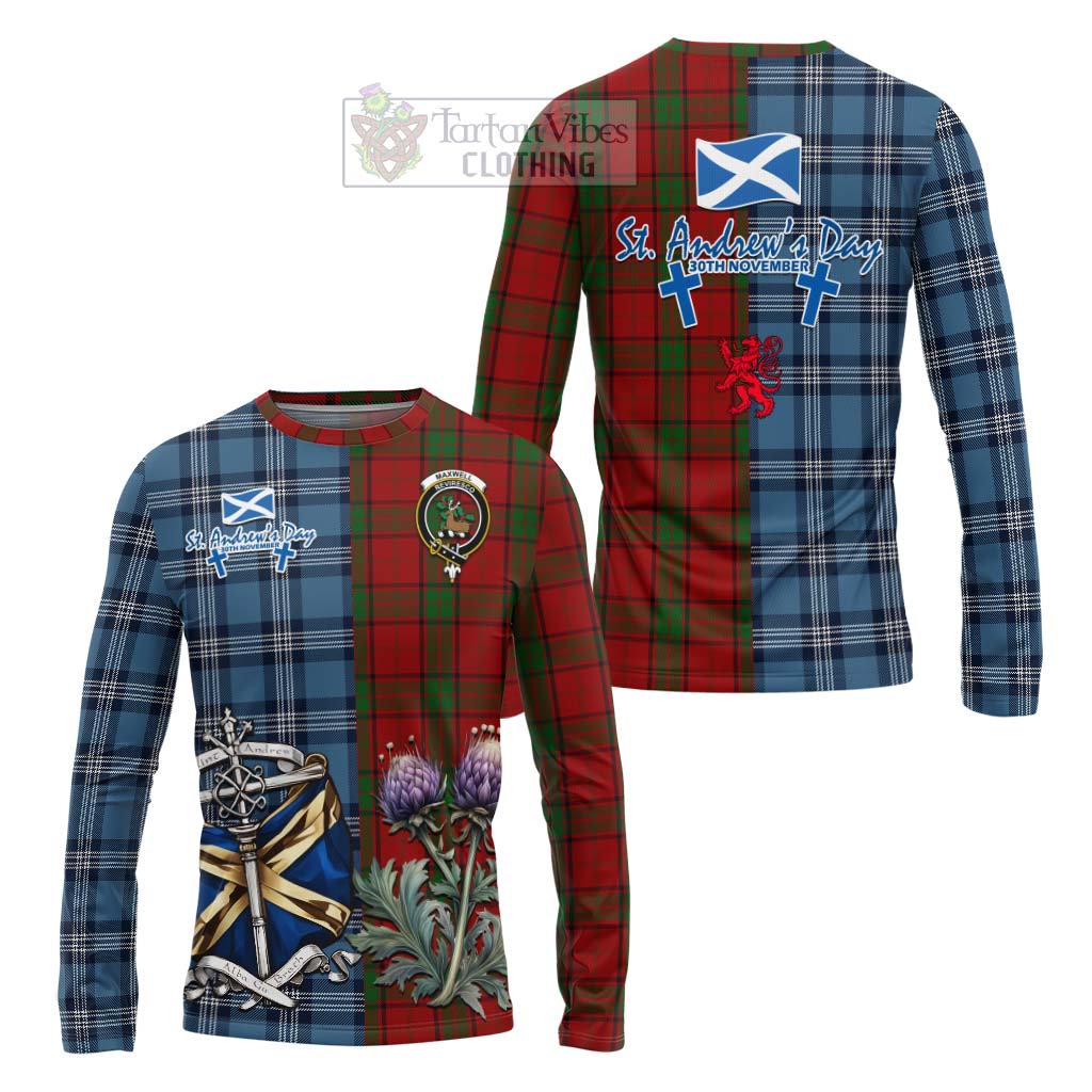 Tartan Vibes Clothing Maxwell Tartan Long Sleeve T-Shirt Happy St. Andrew's Day Half Tartan Style