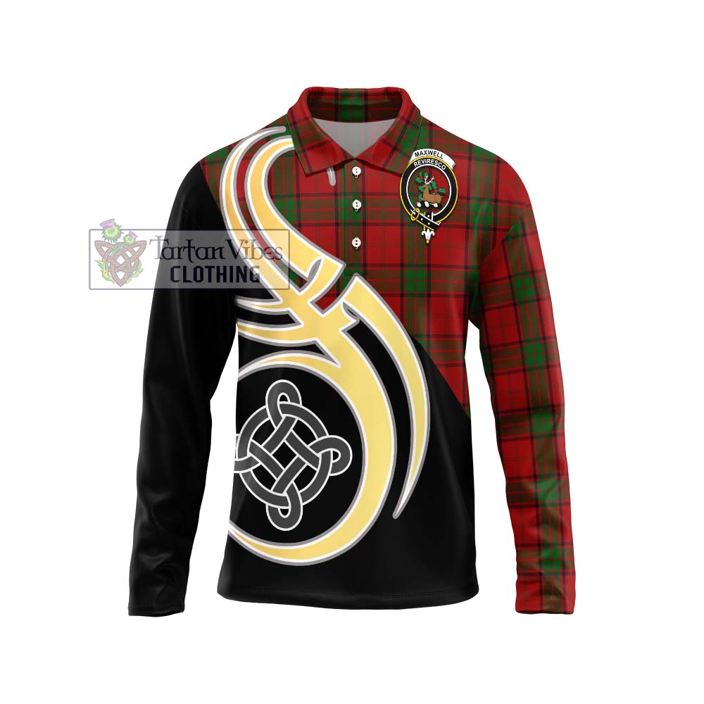 Maxwell Tartan Long Sleeve Polo Shirt with Family Crest and Celtic Symbol Style Unisex - Tartan Vibes Clothing