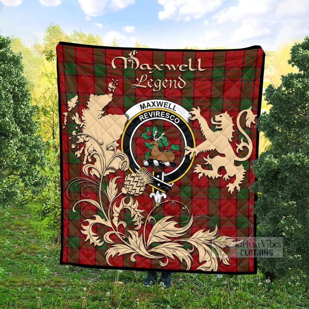 Tartan Vibes Clothing Maxwell Tartan Quilt with Family Crest and Scottish Symbol Style