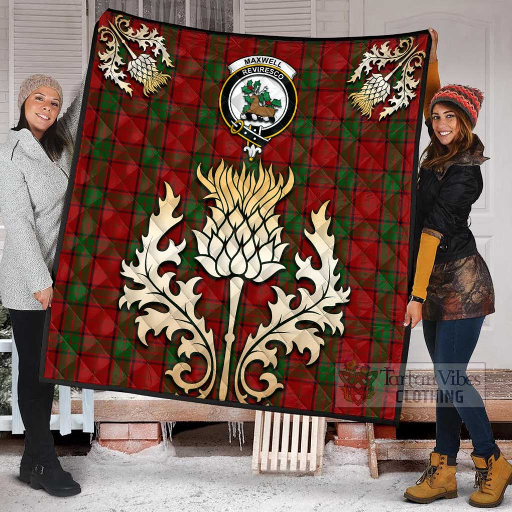 Tartan Vibes Clothing Maxwell Tartan Quilt with Family Crest and Golden Thistle Style