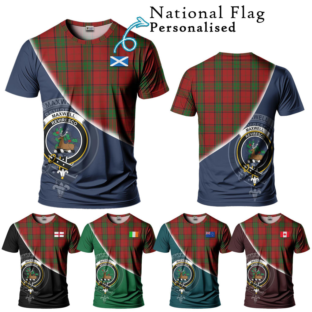 Maxwell Tartan T-Shirt with Personalised National Flag and Family Crest Half Style Kid's Shirt - Tartanvibesclothing Shop