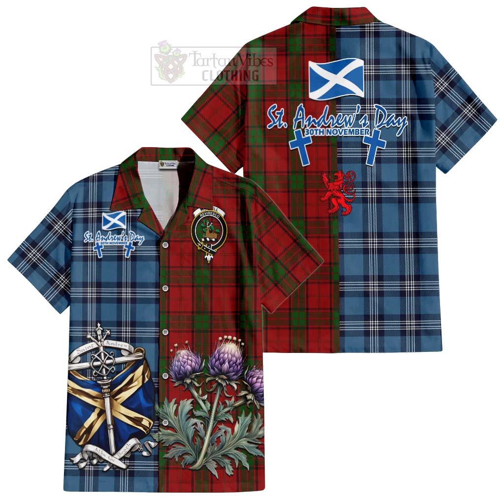 Tartan Vibes Clothing Maxwell Tartan Short Sleeve Button Shirt Happy St. Andrew's Day Half Tartan Style