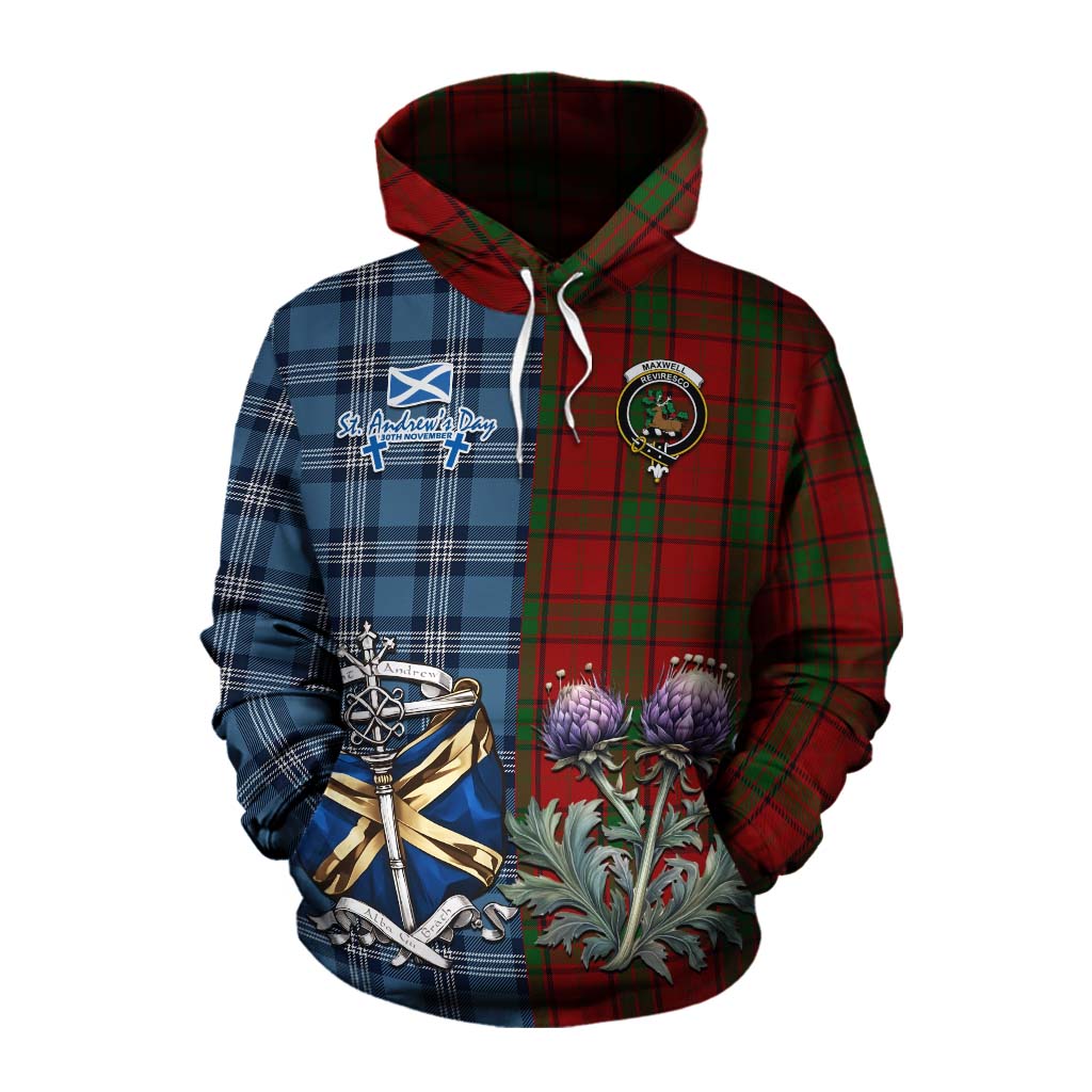 Tartan Vibes Clothing Maxwell Tartan Cotton Hoodie Happy St. Andrew's Day Half Tartan Style