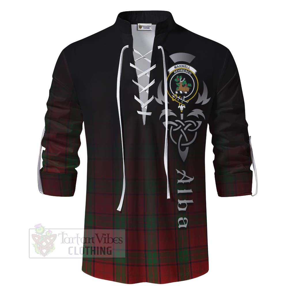 Tartan Vibes Clothing Maxwell Tartan Ghillie Kilt Shirt Featuring Alba Gu Brath Family Crest Celtic Inspired