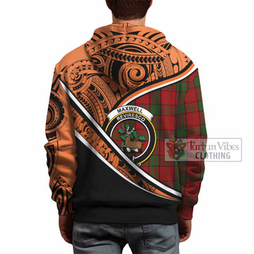 Maxwell Crest Tartan Hoodie with Polynesian Vibes Style - Orange Version