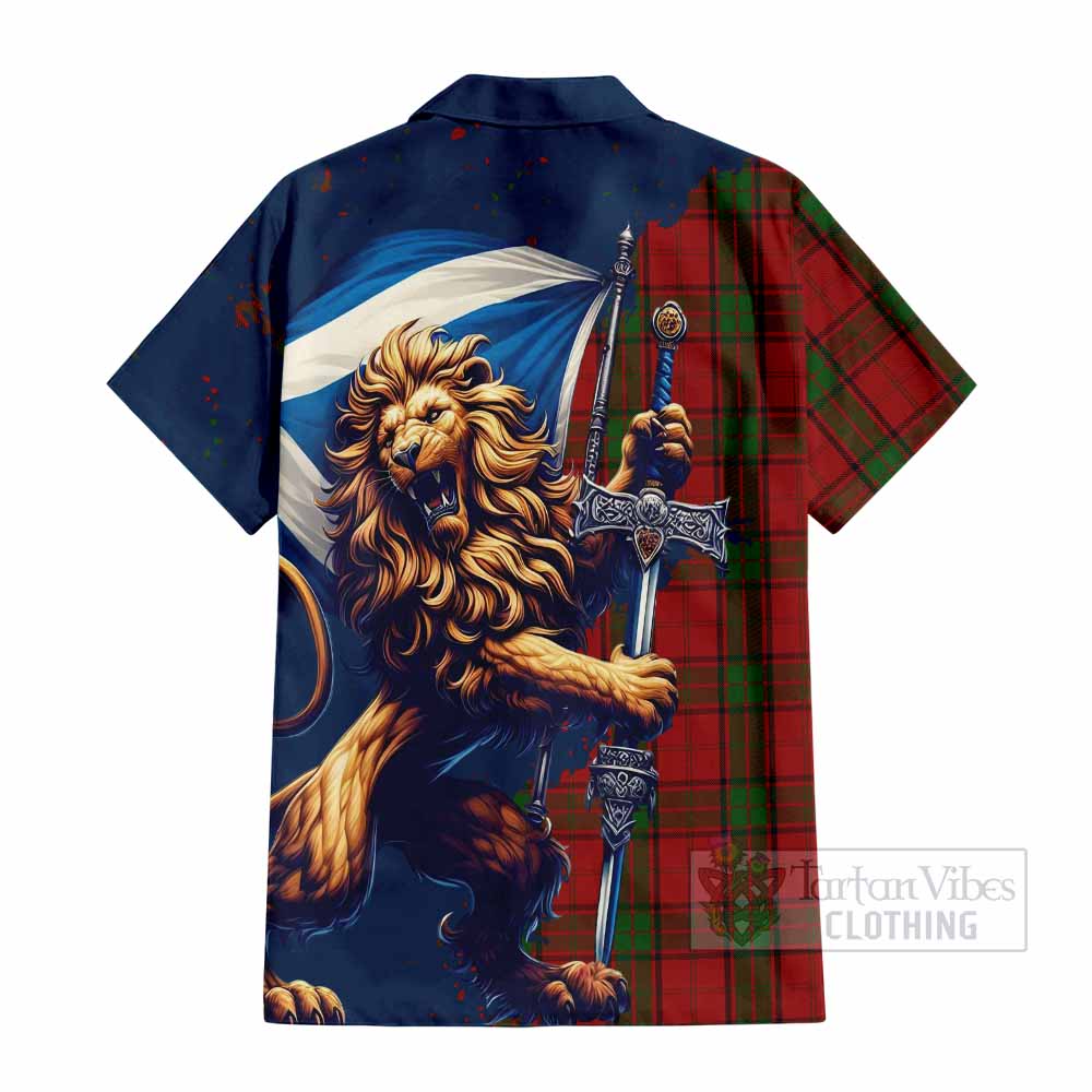 Tartan Vibes Clothing Maxwell Tartan Family Crest Short Sleeve Button Shirt with Scottish Majestic Lion