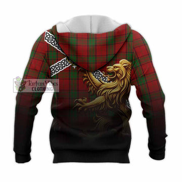 Maxwell Crest Tartan Knitted Hoodie with Golden Lion Emblem Celtic Style - Tartan Vibes Clothing