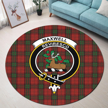 Maxwell Tartan Round Rug with Family Crest