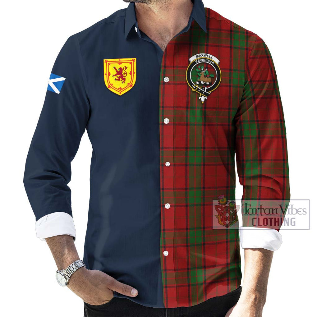 Tartan Vibes Clothing Maxwell Tartan Long Sleeve Button Shirt with Scottish Lion Royal Arm Half Style