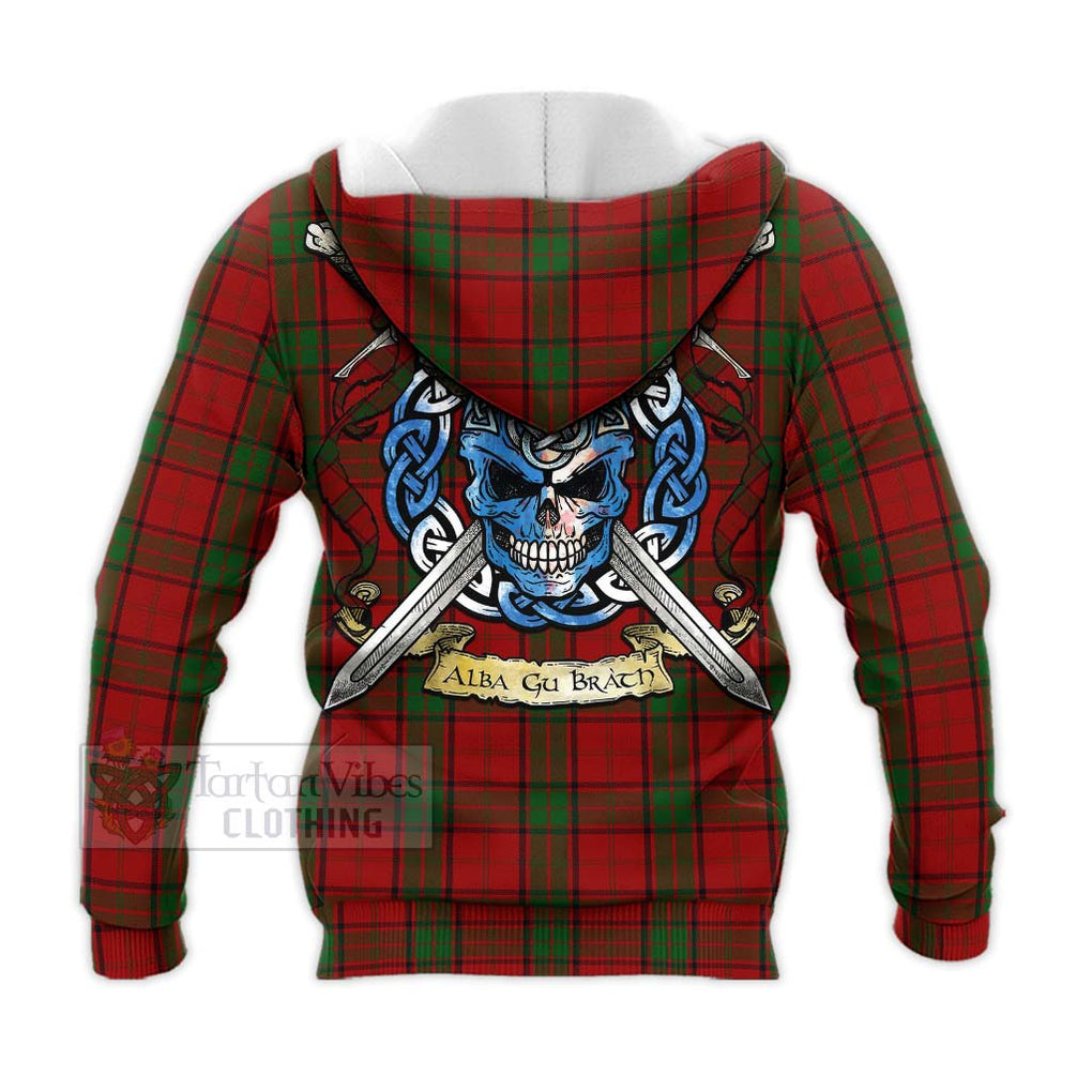 Tartan Vibes Clothing Maxwell Tartan Knitted Hoodie with Family Crest Celtic Skull Style