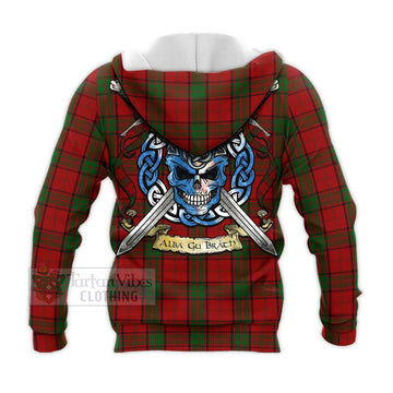 Maxwell Tartan Knitted Hoodie with Family Crest Celtic Skull Style