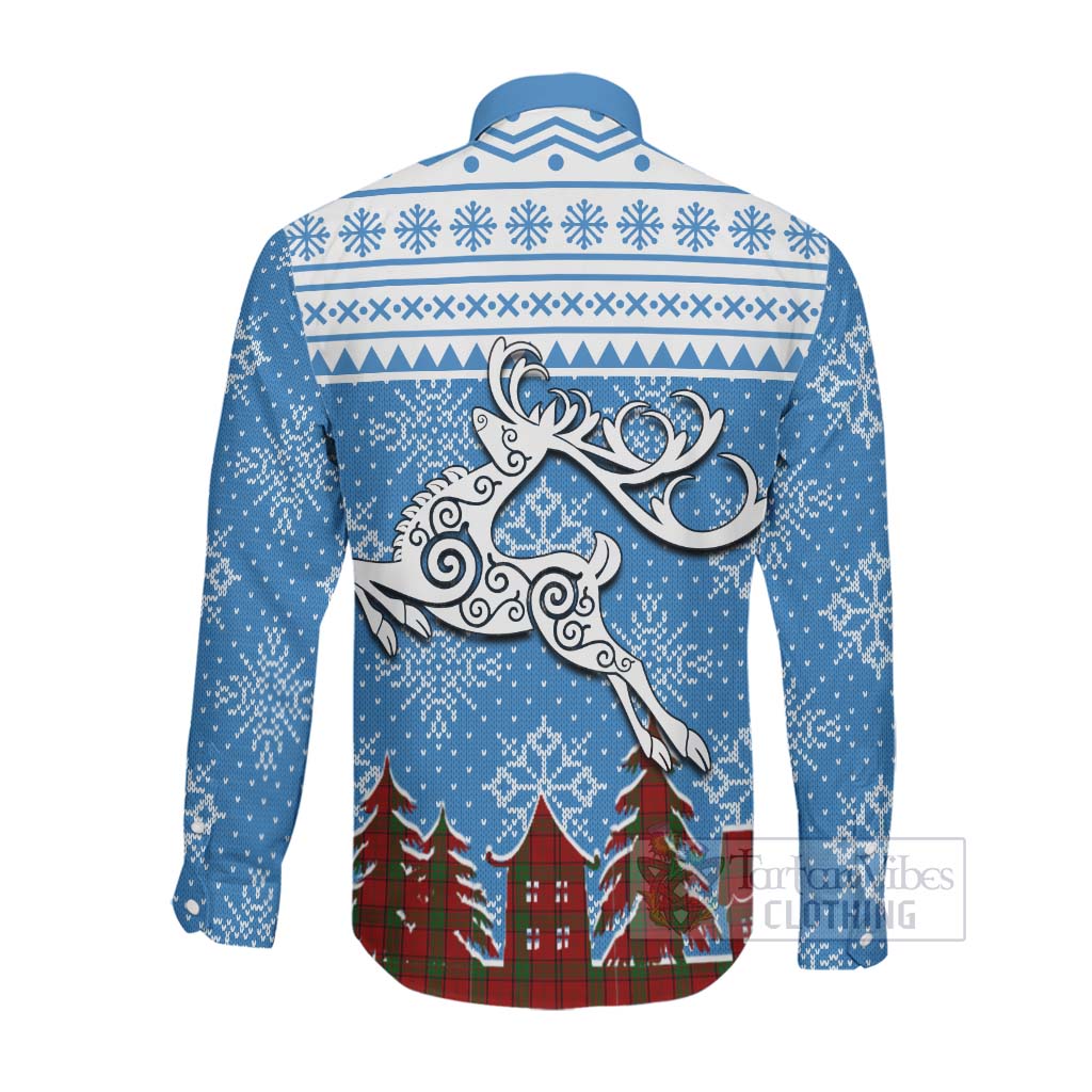 Maxwell Clan Christmas Long Sleeve Button Shirt Celtic Reindeer Style Men's Shirt - Tartan Vibes Clothing
