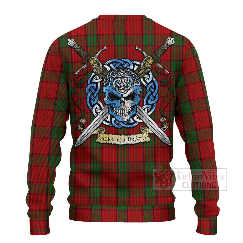 Tartan Vibes Clothing Maxwell Tartan Knitted Sweater with Family Crest Celtic Skull Style