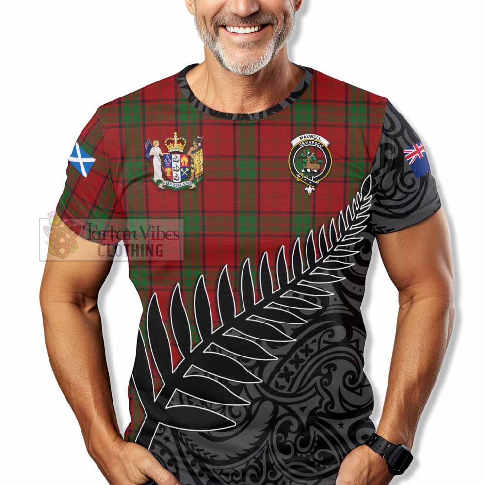 Tartan Vibes Clothing Maxwell Crest Tartan T-Shirt with New Zealand Silver Fern Half Style