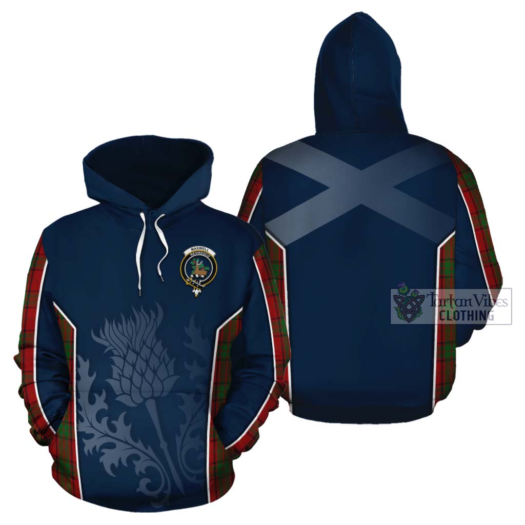 Tartan Vibes Clothing Maxwell Tartan Cotton Hoodie with Family Crest and Scottish Thistle Vibes Sport Style