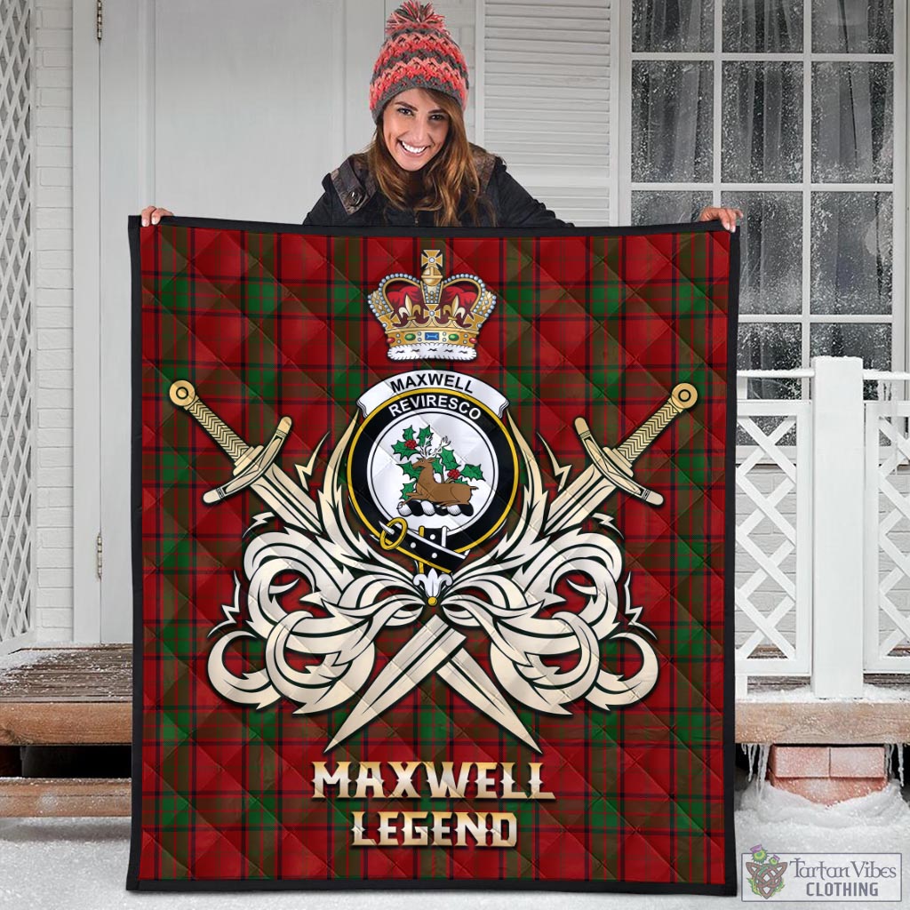 Tartan Vibes Clothing Maxwell Tartan Quilt with Clan Crest and the Golden Sword of Courageous Legacy