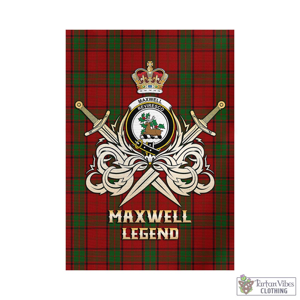 Tartan Vibes Clothing Maxwell Tartan Flag with Clan Crest and the Golden Sword of Courageous Legacy