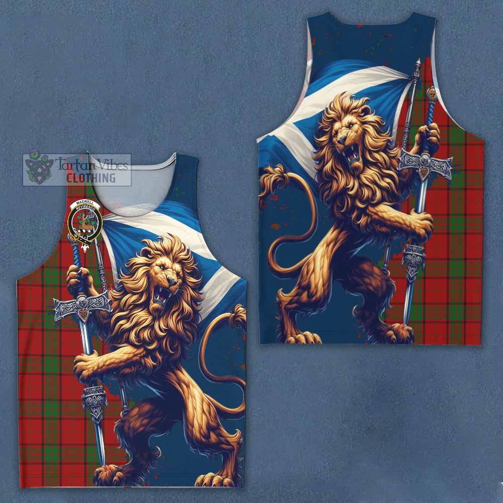 Maxwell Tartan Family Crest Men's Tank Top with Scottish Majestic Lion - Tartan Vibes Clothing