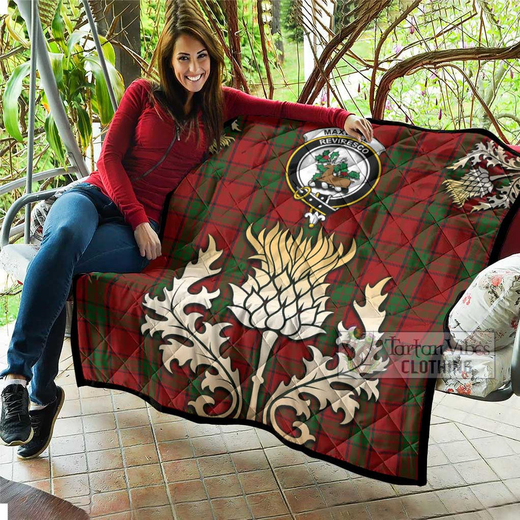 Tartan Vibes Clothing Maxwell Tartan Quilt with Family Crest and Golden Thistle Style