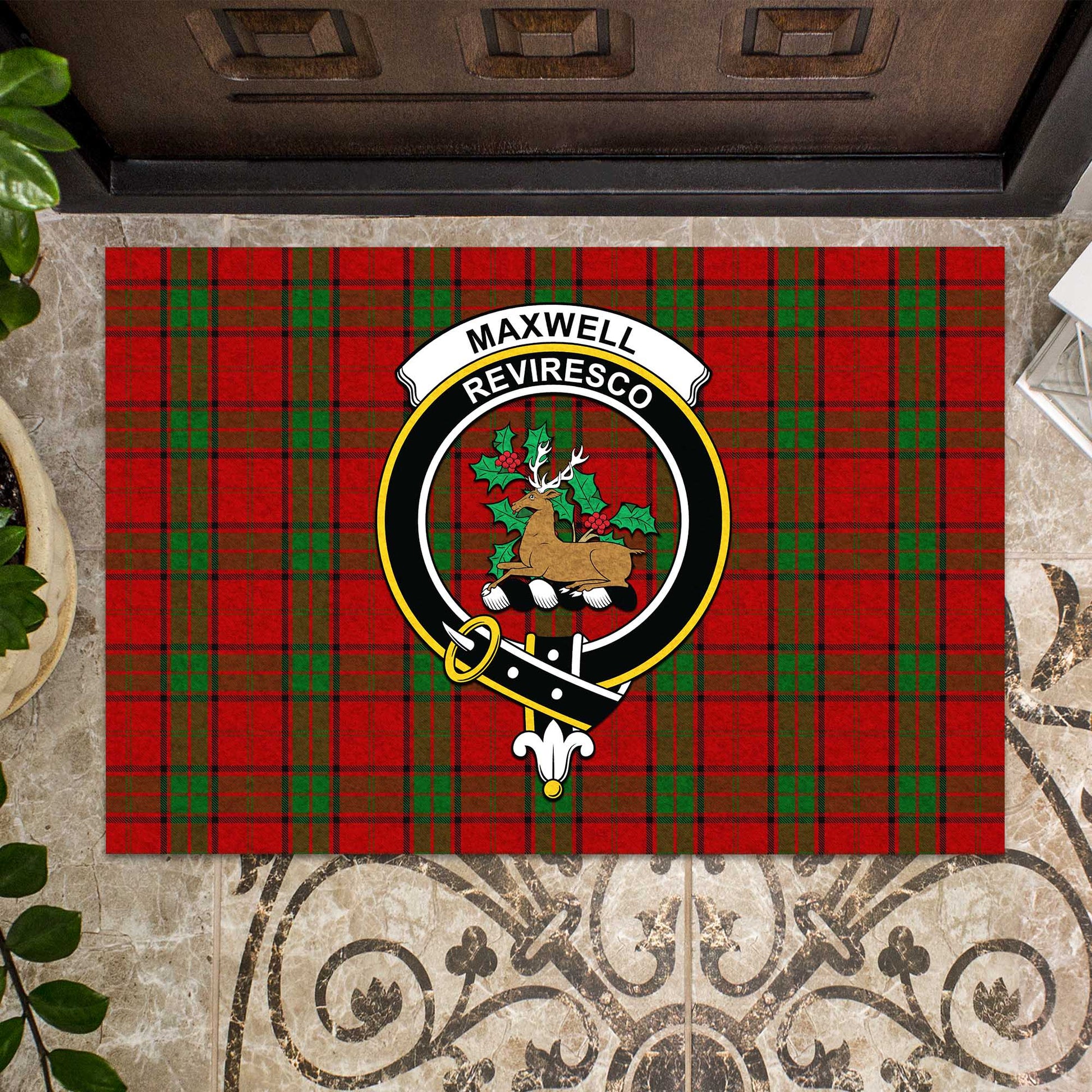 Maxwell Tartan Door Mat with Family Crest - Tartanvibesclothing