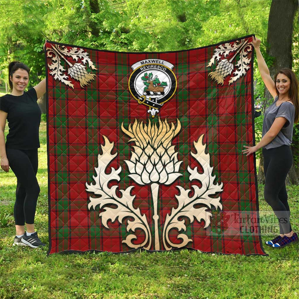 Tartan Vibes Clothing Maxwell Tartan Quilt with Family Crest and Golden Thistle Style