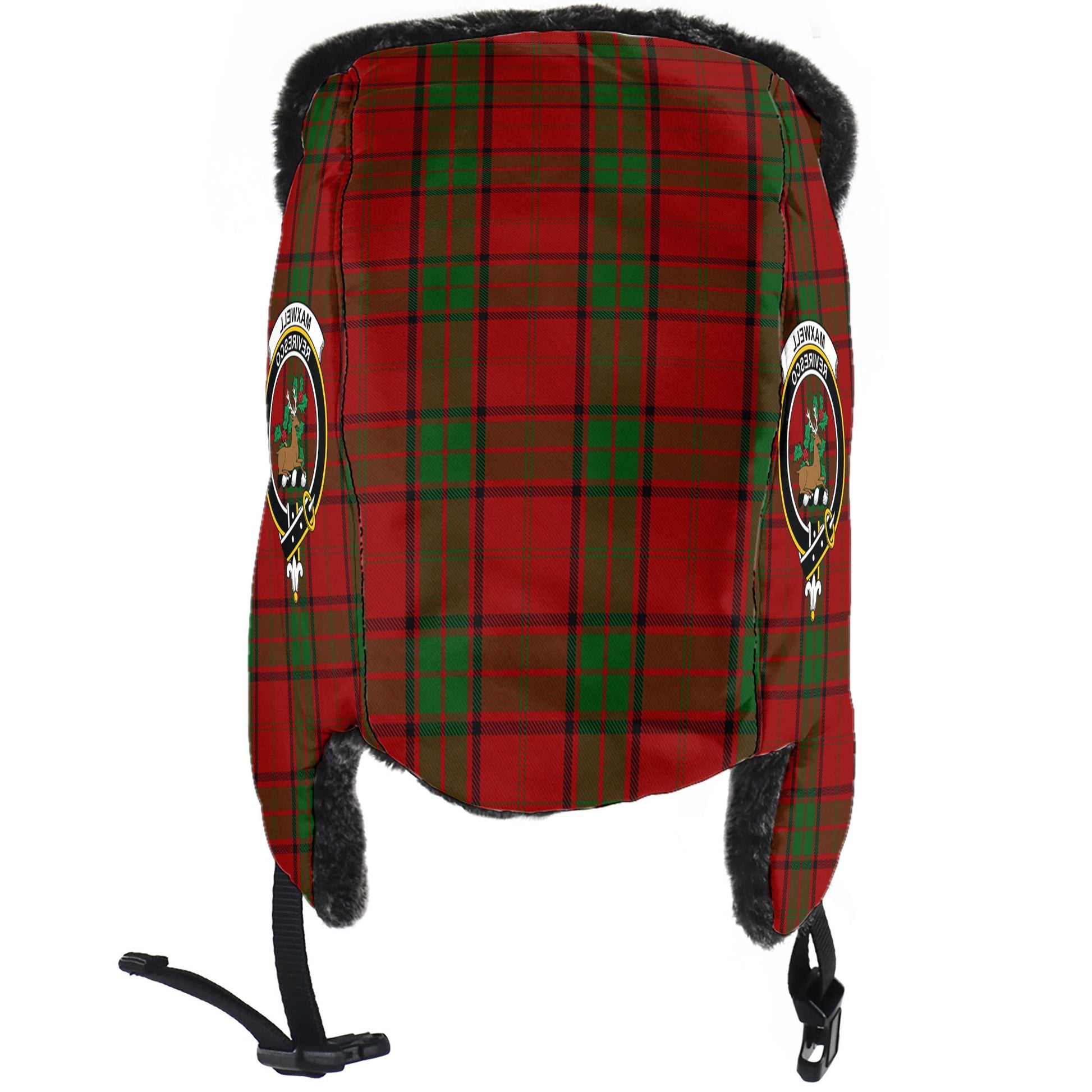 Maxwell Tartan Winter Trapper Hat with Family Crest - Tartanvibesclothing