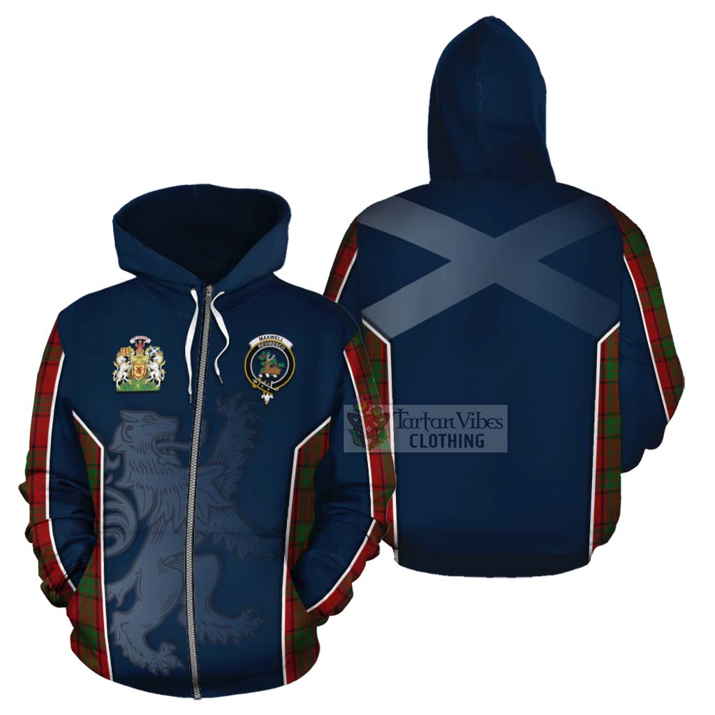 Tartan Vibes Clothing Maxwell Tartan Cotton Hoodie with Family Crest and Lion Rampant Vibes Sport Style