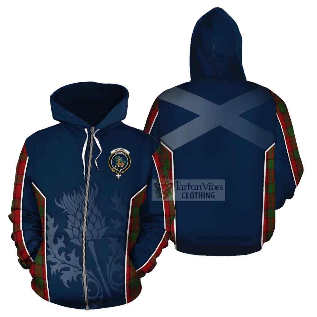 Tartan Vibes Clothing Maxwell Tartan Cotton Hoodie with Family Crest and Scottish Thistle Vibes Sport Style