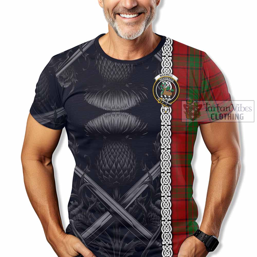 Tartan Vibes Clothing Maxwell Tartan T-Shirt with Family Crest Cross Sword Thistle Celtic Vibes