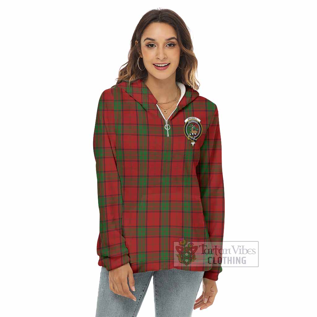 Tartan Vibes Clothing Maxwell Tartan Crest Women's Borg  Half Zip Fleece Hoodie