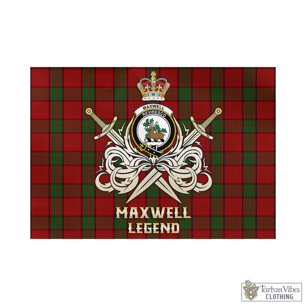 Tartan Vibes Clothing Maxwell Tartan Flag with Clan Crest and the Golden Sword of Courageous Legacy