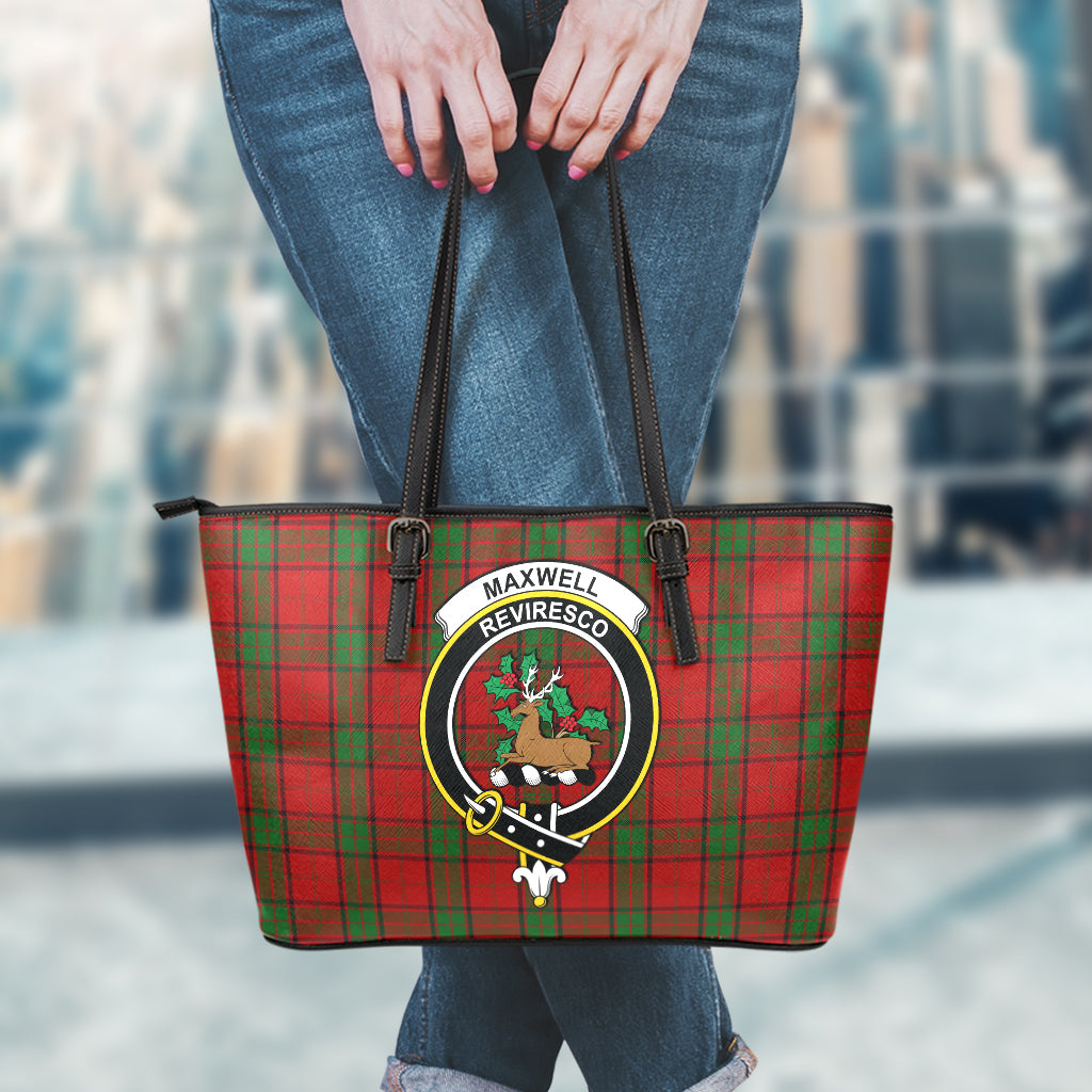 Maxwell Tartan Leather Tote Bag with Family Crest - Tartan Vibes Clothing