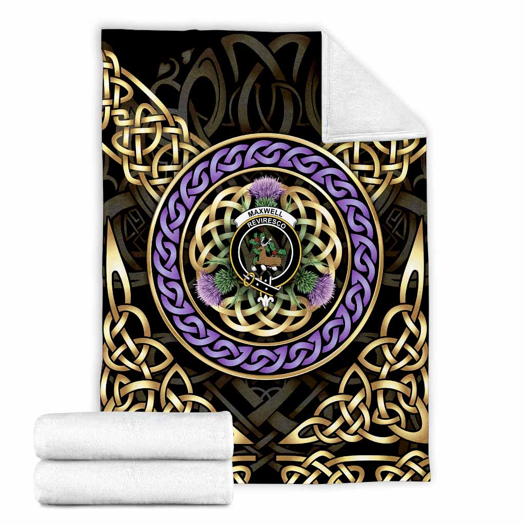 Maxwell Clan Crest Blanket Celtic Scottish Thistle X-Large 59 x 79 inches 150 x 200 cm - Tartan Vibes Clothing