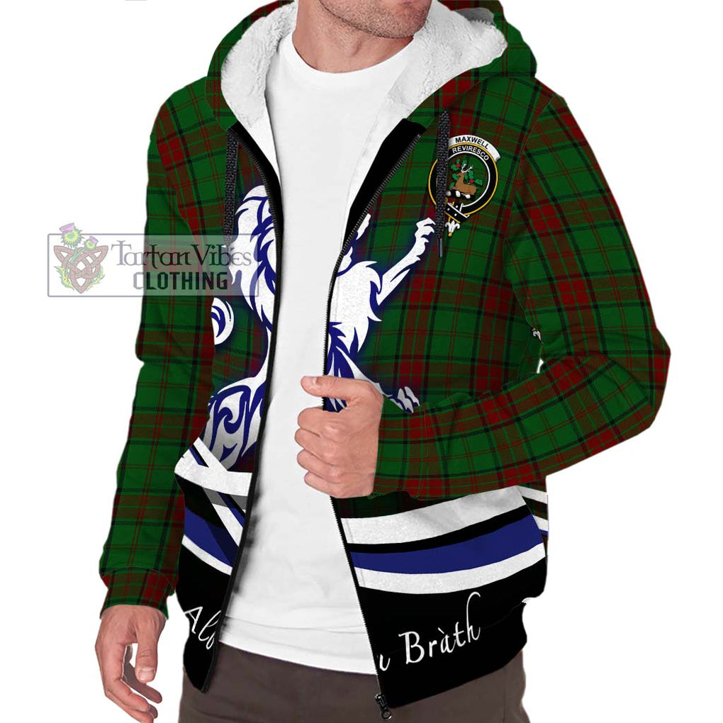 Maxwell Hunting Tartan Sherpa Hoodie with Alba Gu Brath Regal Lion Emblem Unisex S - Tartanvibesclothing Shop