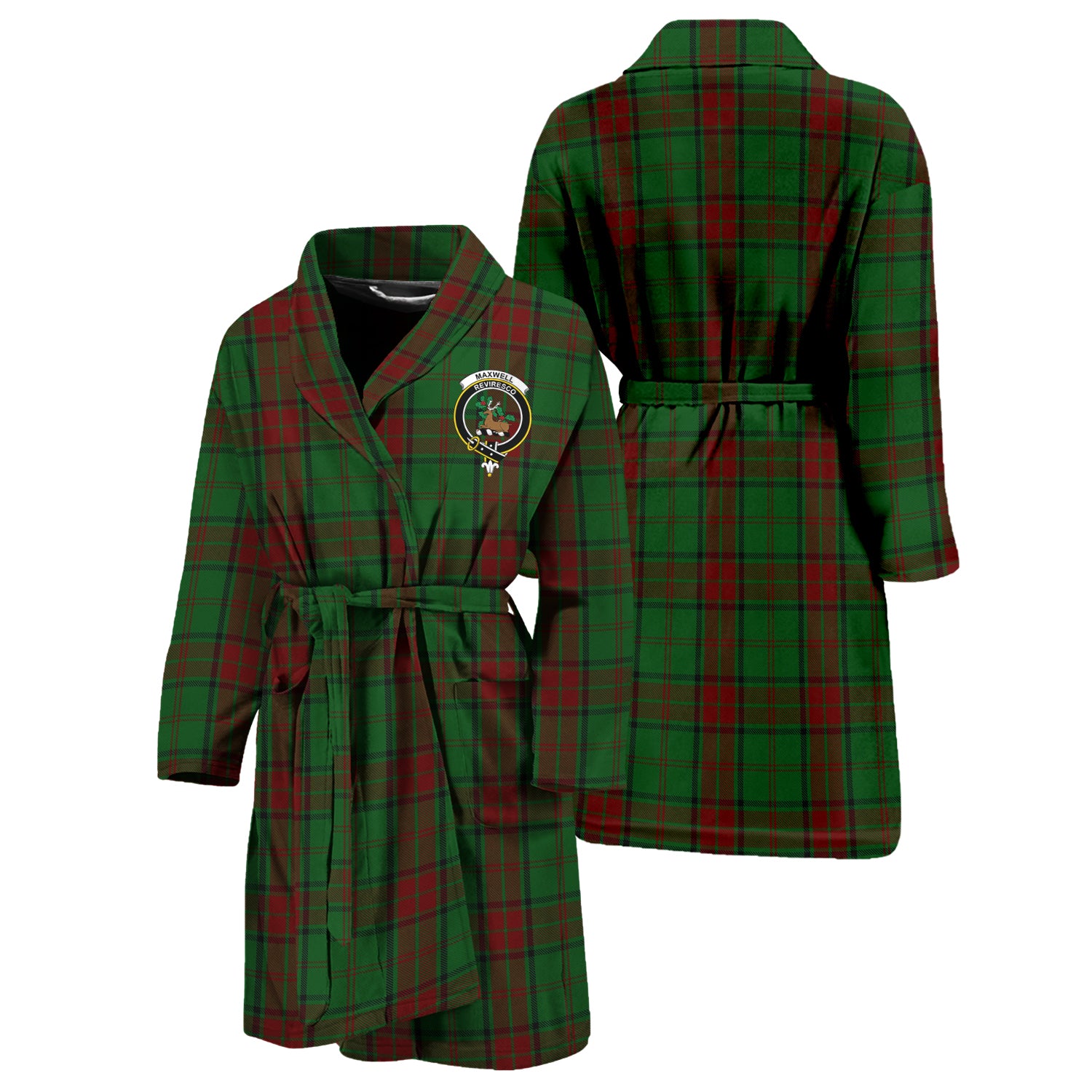 Maxwell Hunting Tartan Bathrobe with Family Crest Unisex S - Tartan Vibes Clothing